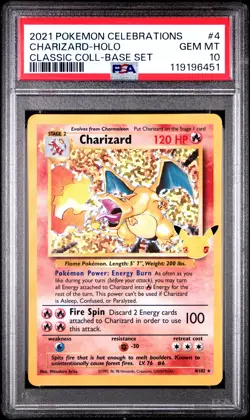 2021 POKEMON CELEBRATIONS CLASSIC COLL #4 CHARIZARD-HOLO PSA 10 - Image 1