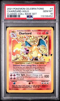 2021 POKEMON CELEBRATIONS CLASSIC COLL #4 CHARIZARD-HOLO PSA 10 - Image 1