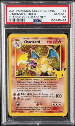 2021 POKEMON CELEBRATIONS CLASSIC COLL #4 CHARIZARD-HOLO PSA 10 - Image 1