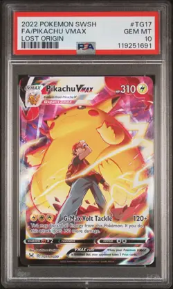 2022 POKEMON SWORD & SHIELD LOST ORIGIN #TG17 FULL ART/PIKACHU VMAX PSA 10 - Image 1
