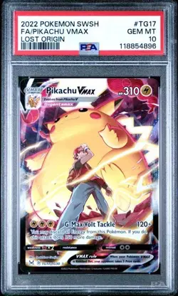 2022 POKEMON SWORD & SHIELD LOST ORIGIN #TG17 FULL ART/PIKACHU VMAX PSA 10 - Image 3