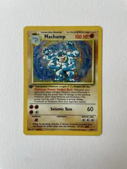 🔥 1st Edition Machamp 8/102 🔥 Original Holo Rare Base Set Pokemon Card 1999 - Image 4