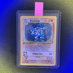 🔥 1st Edition Machamp 8/102 🔥 Original Holo Rare Base Set Pokemon Card 1999 - Image 1