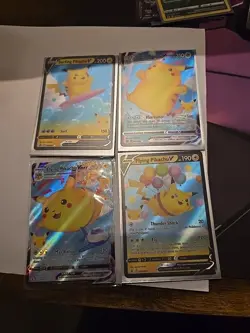Surfing Pikachu & Flying Pikachu V & Vmax 4 Card Set Pokemon TCG Celebrations NM - Image 1