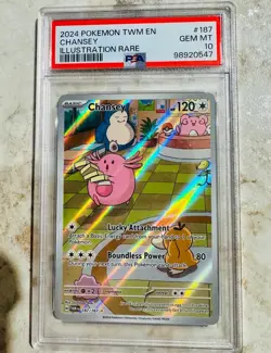 2024 Pokemon TWM Chansey Illustration Rare GEM MT PSA 10 Card #187 - Image 1