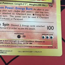 Charizard 4/102 CoroCoro Comics Jumbo Promo Pokemon Card 1999 Japanese - Image 5