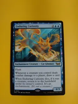 Enduring Curiosity. CAt Glimmer. DSK rare Magic the Gathering Card. - Image 1