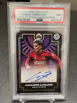 Psa9 2023-24 Tops Deco Uefa Alejandro Garnacho Autographed Card /25 - Image 1