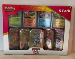POKEMON Scarlet & Violet 151 (5-pack)Mini-Tins w/ 4 Promos-NEW ! SEALED BOX! - Image 1