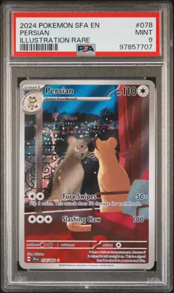 2024 POKEMON SFA EN-SHROUDED FABLE ILLUSTRATION RARE #078 PERSIAN PSA 9 - Image 1