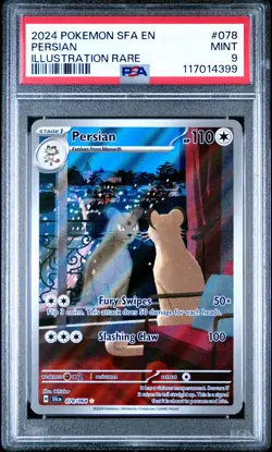 2024 POKEMON SFA EN-SHROUDED FABLE ILLUSTRATION RARE #078 PERSIAN PSA 9 - Image 1