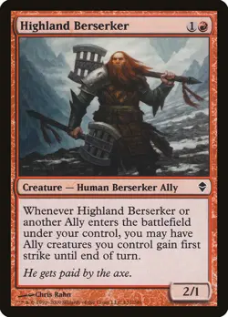 MTG Highland Berserker Zendikar 132/249 Regular Common Near Mint NM - Image 1