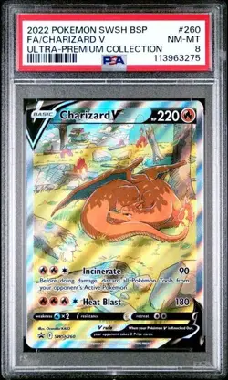 Pokemon SWSH260 Ultra Premium Collection FA Charizard V Black Star Promo PSA 8 - Image 1