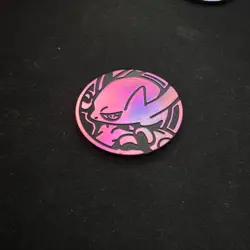 Pokemon TCG flip coin Mega Mewtwo Y pink rainbow holo Burning Spark theme deck - Image 1