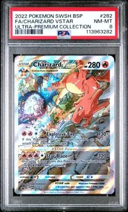 2022 Pokemon SWSH BSP Ultra Premium Collection #262 FA/Charizard VSTAR PSA 8 - Image 1