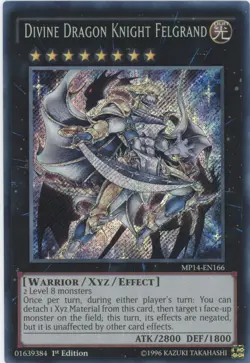 Yugioh Divine Dragon Knight Felgrand MP14-EN166 Secret Rare 1st NM - Image 1