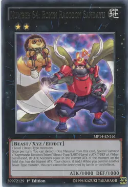 Yugioh Number 64: Ronin Raccoon Sandayu MP14-EN161 Rare 1st NM - Image 1