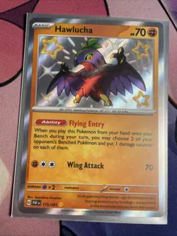 Pokemon TCG Hawlucha Scarlet Violet Paldean Fates Holo Shiny Rare Card 175/091 - Image 1