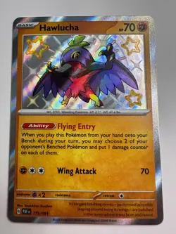 Pokemon TCG Hawlucha Scarlet Violet Paldean Fates Holo Shiny Rare Card 175/091 - Image 1