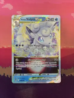 Pokemon Card Alolan Vulpix VSTAR 034/195 Ultra Rare Silver Tempest Near Mint - Image 1