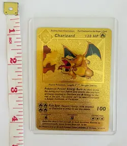Pokemon Charizard Gold Foil Fan Art Textured Card 04/102 HP120 (item #3) - Image 1