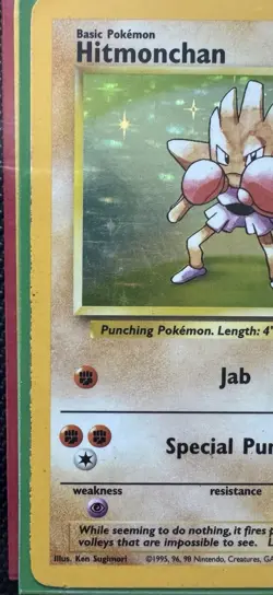 Pokemon Hitmonchan 7/62 Unlimited Holo RARE LP/MP 1999 Base Set 7/102 TCG WOTC - Image 3
