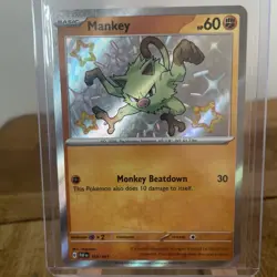 Mankey - 169/091 - Paldean Fates - Baby Shiny Pokemon TCG Card NM Rare - Image 1