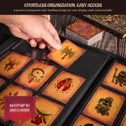 Trading Card Binder - 3D Embossed PU Leather Album with Zipper, 9-Pocket & - Image 4