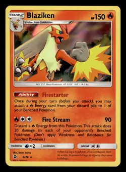 Blaziken 6/70 Holo Rare Dragon Majesty Pokemon Card - Image 1
