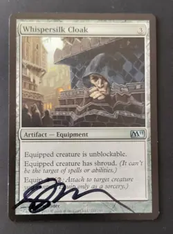 MTG Whispersilk Cloak Signed Daren Bader - Image 1