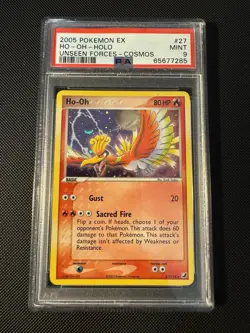 2005 POKEMON EX UNSEEN FORCES LUGIA & HO-OH Cosmo HOLO Psa8 And Psa 9 - Image 3