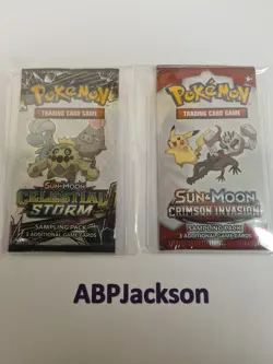2X New Sealed Pokemon Sun & Moon Sampling Packs Celestial Storm Crimson Invasion - Image 1