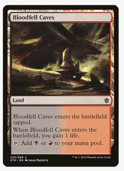 Bloodfell Caves #229 KTK Land Card In Protective Sleeve NM - Image 1
