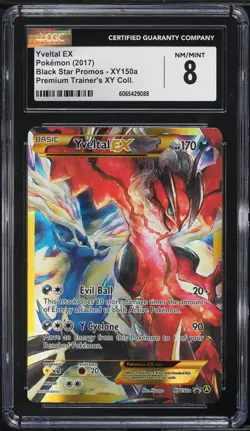 CGC 8 Yveltal EX XY150a PROMO Pokemon XY Black Star Promo Full Art Xerneas Alt - Image 1