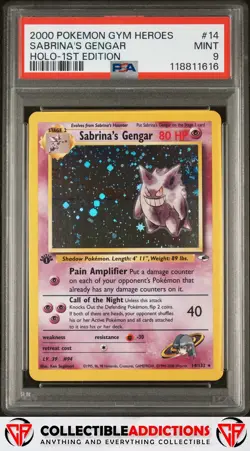 2000 Pokemon Gym Heroes #14 Sabrina'S Gengar Holo 1st Edition PSA 9 Swirl - Image 1