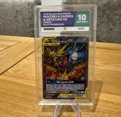 MOLTRES & ZAPDOS & ARTICUNO GX SM210 ACE 10 GEM MINT PERFECT SUB GRADES Pokemon - Image 1
