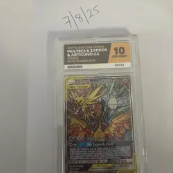 MOLTRES & ZAPDOS & ARTICUNO GX SM210 ACE 10 GEM MINT PERFECT SUB GRADES Pokemon - Image 1