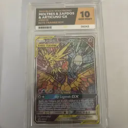 MOLTRES & ZAPDOS & ARTICUNO GX SM210 ACE 10 GEM MINT PERFECT SUB GRADES Pokemon - Image 2