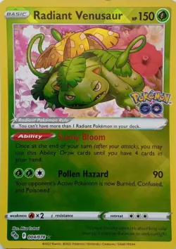 004/078 RADIANT VENUSAUR RARE POKEMON GO POKEMON CARD - Image 1