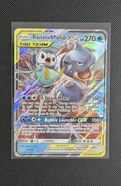 Blastoise & Piplup GX 38/236 Sun Moon Cosmic Eclipse Tag Team Pokemon Card - Image 1