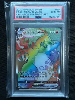 PSA 10 Charizard VMAX 074/073 Champions Path Rainbow Secret Rare Pokemon Card - Image 1
