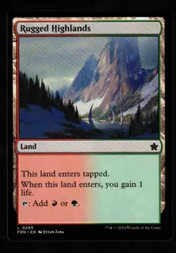 4x Rugged Highlands-Magic the Gathering-MTG-Foundations-Near Mint-4x - Image 1