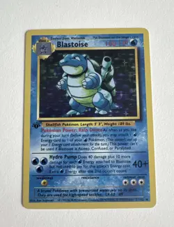 Pokemon 1999 1st Edition Blastoise 2/102 Holographic 10Jem - In USED condition. - Image 1