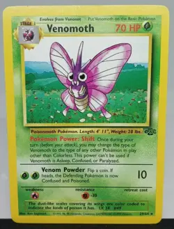 Venomoth 29/64 Non Holo Rare Pokemon Card WOTC Jungle Set LP FREE SHIPPING - Image 1