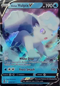 033/195 ALOLAN VULPIX V ULTRA RARE SILVER TEMPEST POKEMON CARD - Image 1
