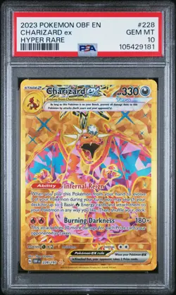 Pokemon TCG Charizard EX 228/197 Obsidian Flames Hyper Rare Gold GEM MINT PSA 10 - Image 1