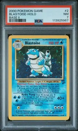 2000 Pokemon Base Set 2 Blastoise Holo Game #2 PSA 7 Unlimited w/Swirl - Image 1