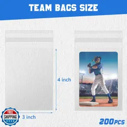 DEDC 200 Pcs Card Sleeves Team Bags for Trading Cards, Team Bag Fit 3x4 Top L - Image 2