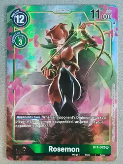Digimon Card Game Rosemon BT1-082 SR Alternate art English - Image 1