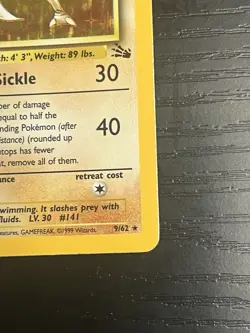 Pokemon TCG Kabutops 9/62 Fossil Set Holo Vintage Rare Card WOTC 1999 MP - Image 5